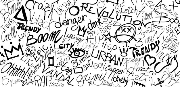 Graffiti símbolo escrito sprayinktagsplashscribble Street art Modern hand draw graffiti style