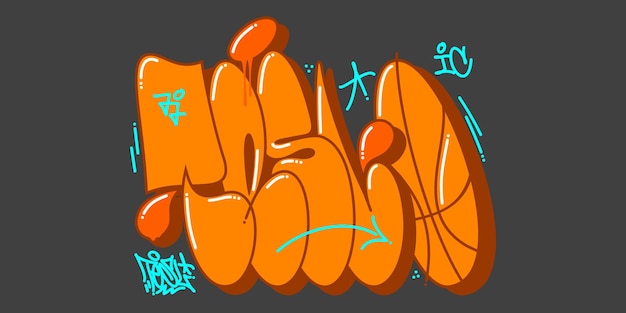 Vector graffiti urbano abstracto naranja street art word tesl lettering vector illustration art