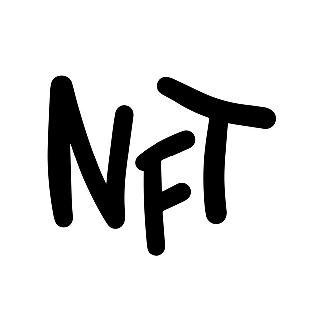 Graffiti urbano con palabra NFT sobre fondo blanco. Tecnología Blockchain de activos criptográficos