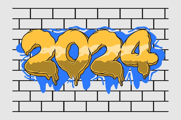 Vector graffiti vectorial números dibujados a mano 2024