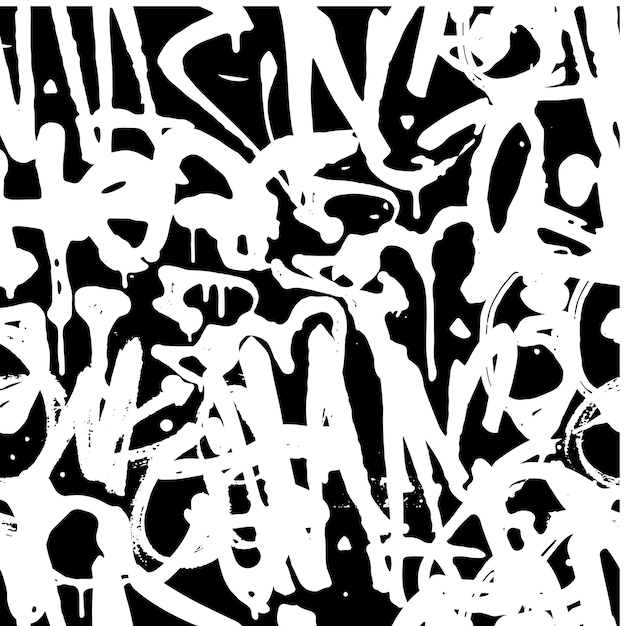 Graffiti vectorial patrón sin costuras con etiquetas abstractas letras sin significado