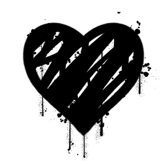 Graffiti vectorial con pintura en spray y señal de corazón Ilustración vectorial aislada