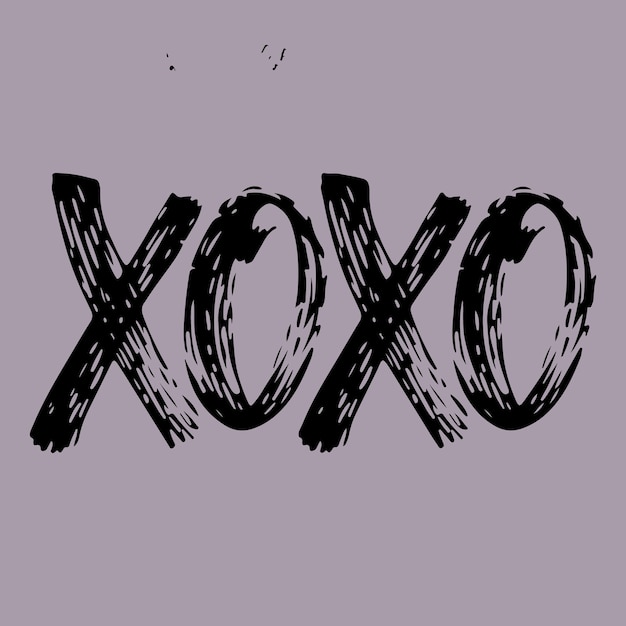 Graffiti XOXO clipart vintage Abrazos y besos Vector de texto de letras Fortunado día de San Valentín fondo