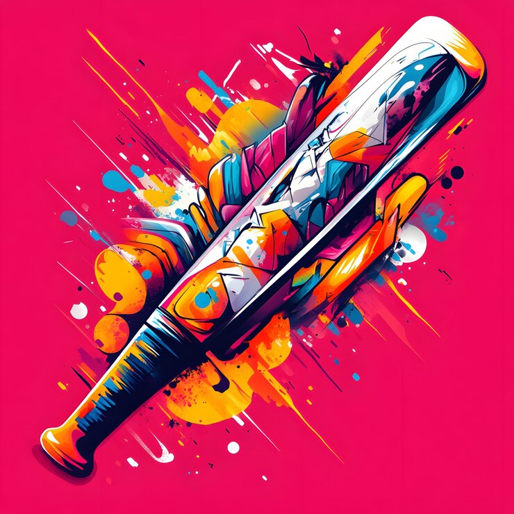 Vector graffititagged bat de béisbol con formas abstractas audaces y diseño dinámico cinético