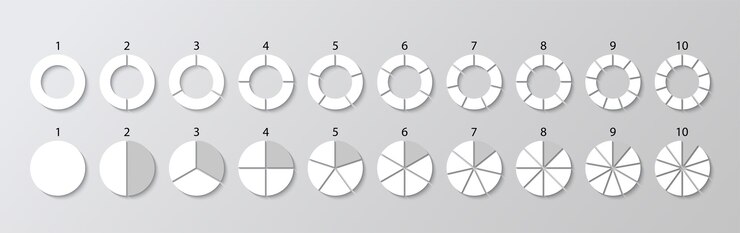Vector gráfica de sección circular estructura circular dividida en segmentos gráfico de piezas con rebanadas gráfico redondo
