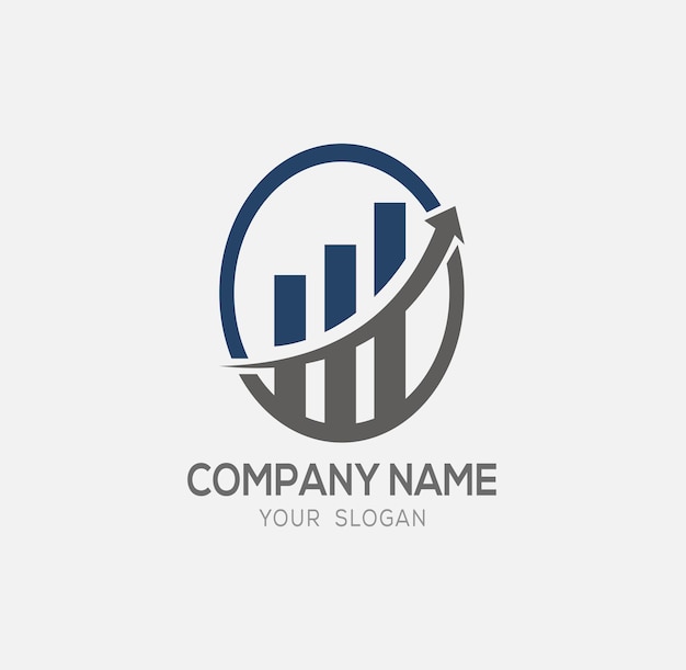 Gráfico abstracto y flecha para la economía Vector de logotipo de marketing de finanzas empresariales corporativas