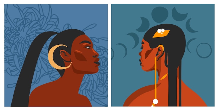 Vector gráfico abstracto de vector dibujado a mano ilustración de moda estética moderna contemporánea con hermosa luna femenina moderna y conjunto de estrellas arte conceptual de diseño de mujer impresión y póster de astrología de moda