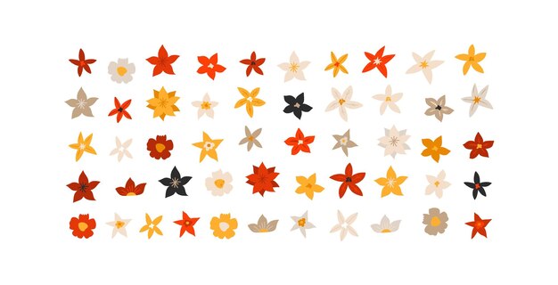 Gráfico abstracto vectorial dibujado a mano Feliz Navidad y Feliz año nuevo ilustraciones de imágenes prediseñadas de linda colección de flores de Navidad conjunto aisladoFeliz diseño floral de Navidad fondoArte de vacaciones de invierno