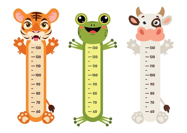 Gráfico de altura con animales de dibujos animados