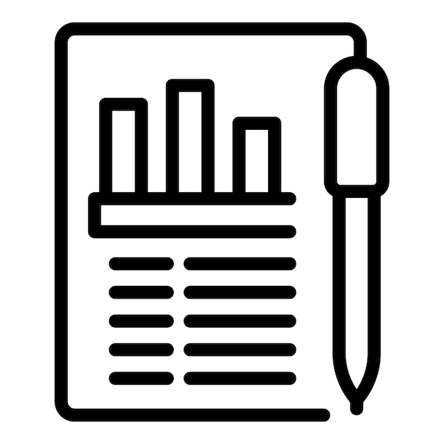 Gráfico de análisis de datos comerciales con icono de bolígrafo