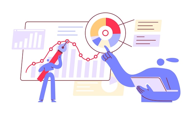 Gráfico de análisis de datos informe financiero de marketing en línea