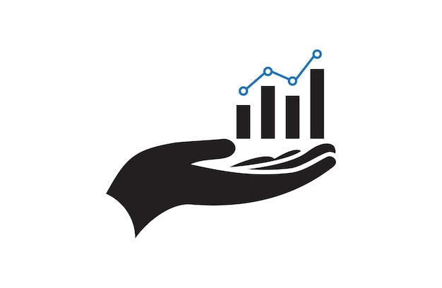 Gráfico de análisis de ganancias financieras en la mano Análisis de negocios en la mano Vector de icono de línea de gráfico