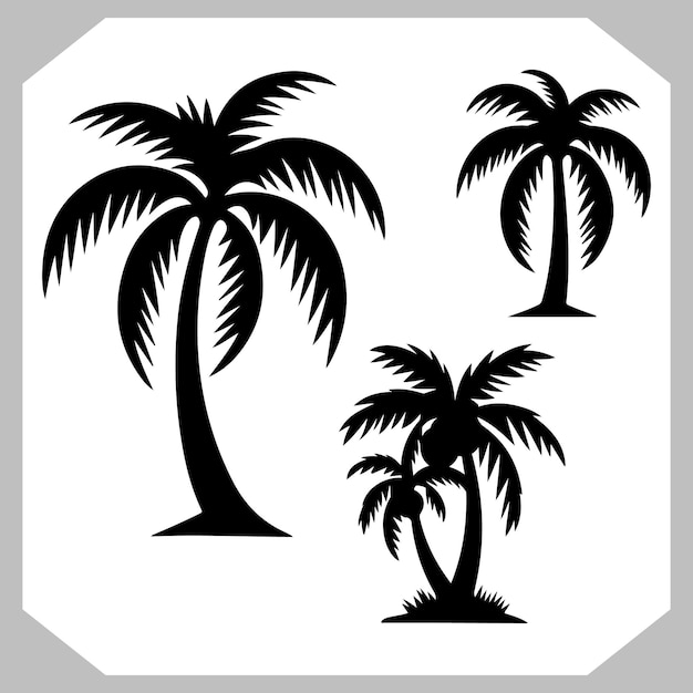 Gráfico de árbol de coco para marca tropical Vector de palma negra para diseño de verano