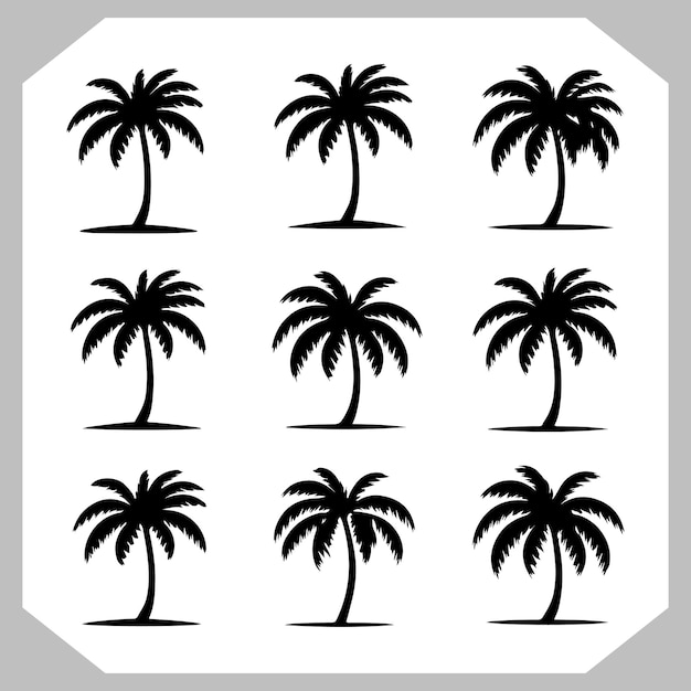 Gráfico de árbol de coco para marca tropical Vector de palma negra para diseño de verano