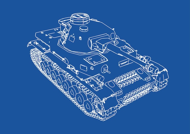 Un gráfico azul de un tanque con la palabra tanque en él.