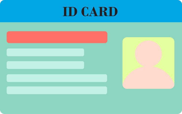 Vector un gráfico azul y verde con el nombre de la tarjeta de identificación