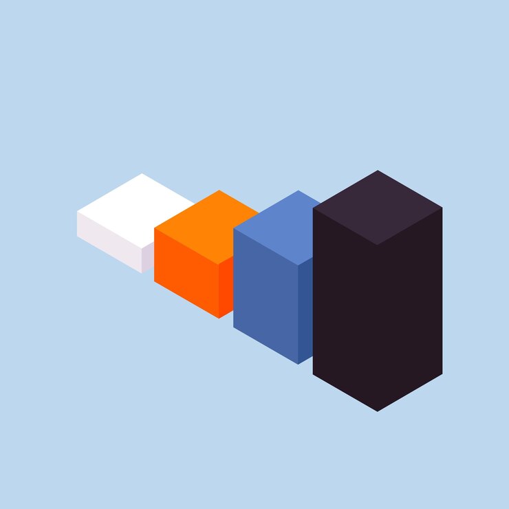 Vector gráfico de barras de color vectorial que hace hincapié en el crecimiento aislado