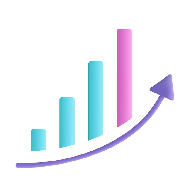 Gráfico de barras creciente icono 3d vector ilustración diseño