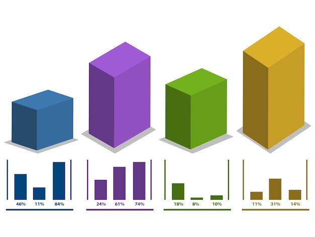 gráfico de barras infográfico, vector de gráfico de barras, gráfico 3d, infografía, vector, negocios, 3d, ilustración,