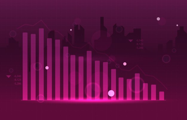 Gráfico Barras Negativas Gráfico Depreciación Negocio Recesión Económica Edificio Ciudad