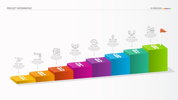 Gráfico de barras rectangular 3d e iconos para sus informes de negocios y presentación de datos financieros