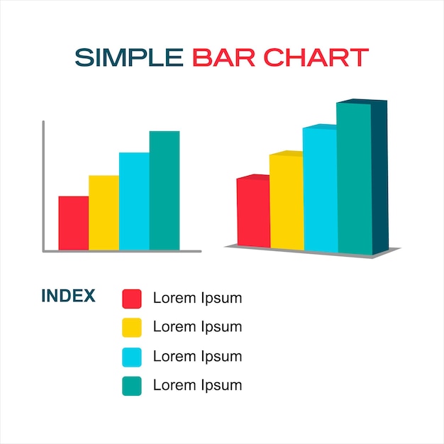 Vector gráfico de barras simple con vector de índice para presentación de negocios