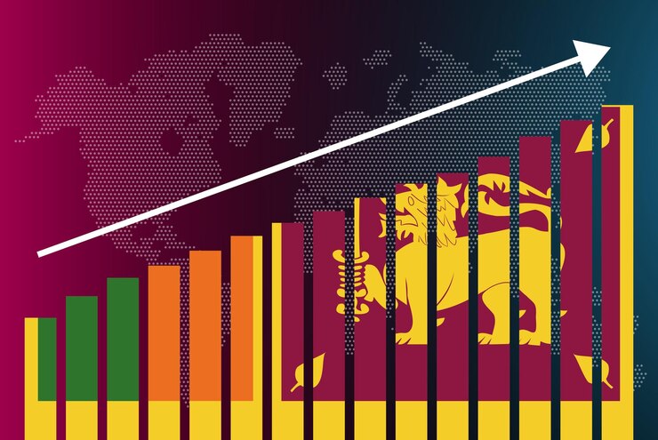 Vector gráfico de barras de sri lanka, valores crecientes, concepto de estadísticas de países, gráfico de barras de la bandera de sri lanka