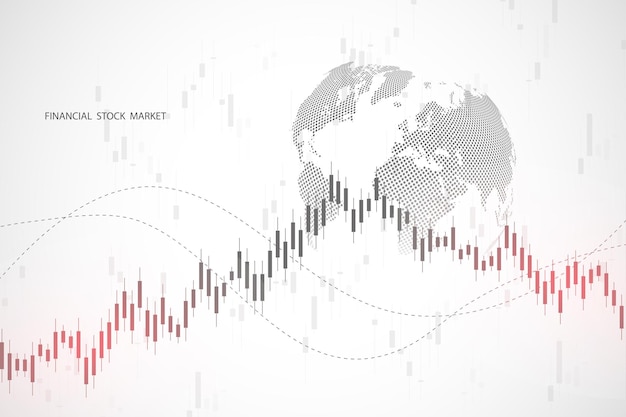 Gráfico bursátil o gráfico de compraventa de divisas para informes de conceptos financieros y de negocios e inversión sobre fondo gris Ilustración vectorial