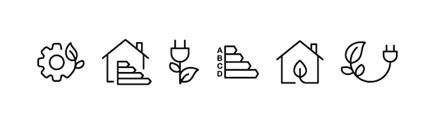 Vector gráfico de calificación de eficiencia energética eco energy eco house conjunto de iconos estroco editable diseño de ilustraciones vectoriales