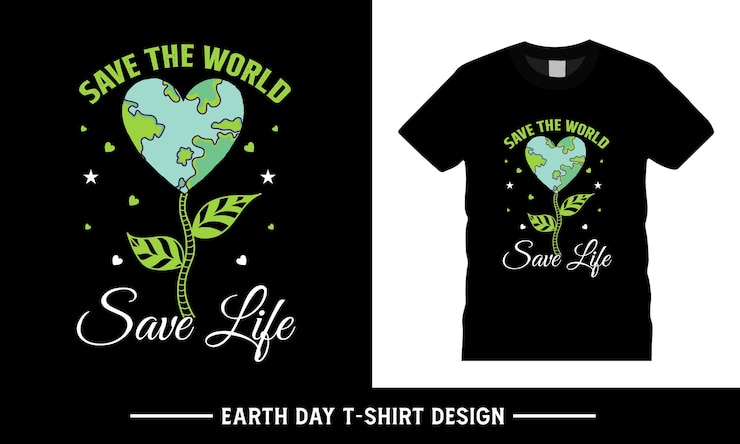 Vector gráfico de camisa de vector de tipografía del día de la tierra salvar el mundo salvar diseño de camiseta de cita de vida