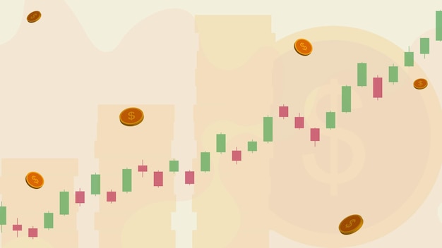 Vector gráfico de candlestick con moneda inversión financiera mercado de valores y concepto de comercio de divisas
