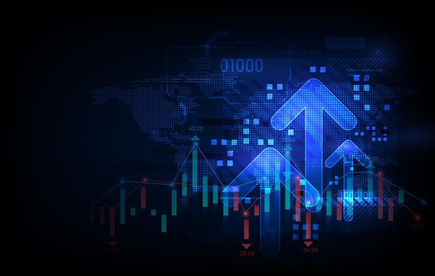 gráfico candlesticks transformación digital fondo de tecnología abstracta Big data y negocios