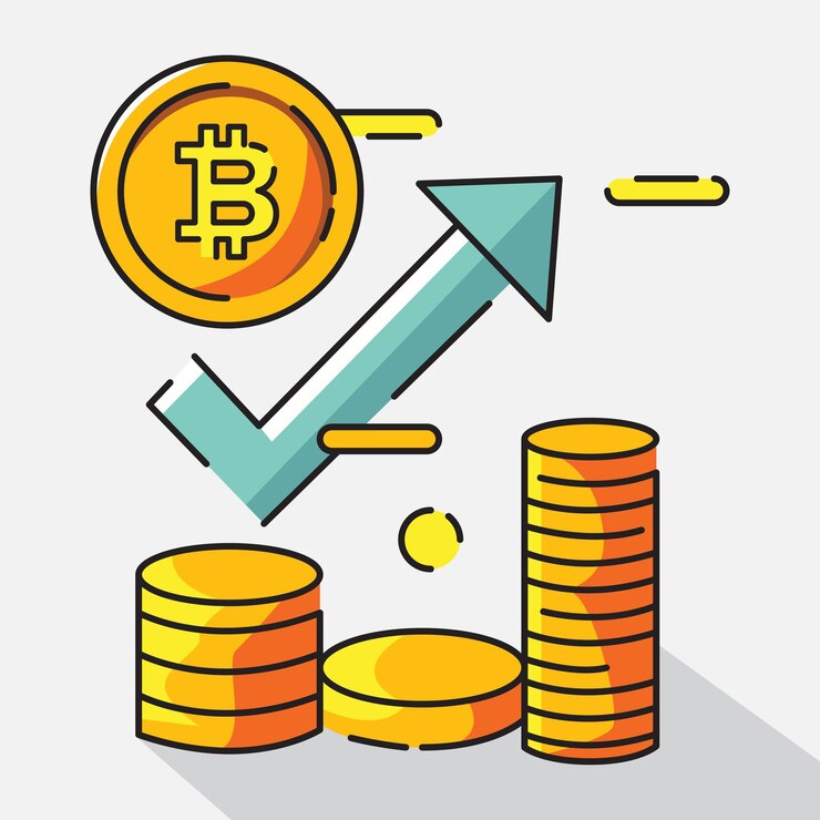 Vector gráfico de cartera o gráfico en bitcoin elementos de bitcoin diseño plano ilustración vectorial