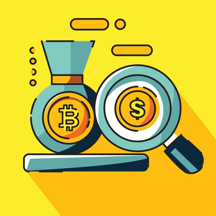 Vector gráfico de cartera o gráfico en bitcoin elementos de bitcoin diseño plano ilustración vectorial