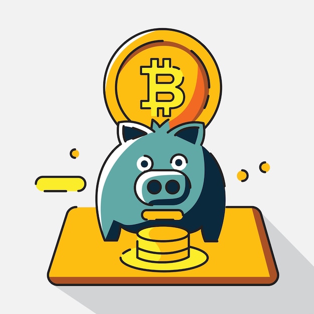 Vector gráfico de cartera o gráfico en bitcoin elementos de bitcoin diseño plano ilustración vectorial