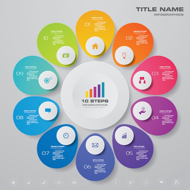 Gráfico de ciclo infográfico para presentación de datos.