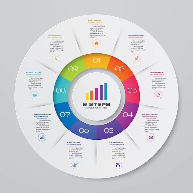 Gráfico de ciclo infográfico para presentación de datos.