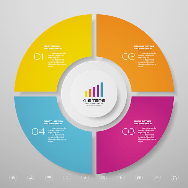 Gráfico de ciclo infográfico para presentación de datos.