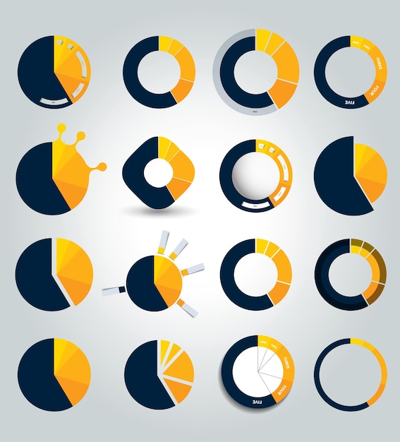 Gráfico circular Elementos infográficos editables en color simple