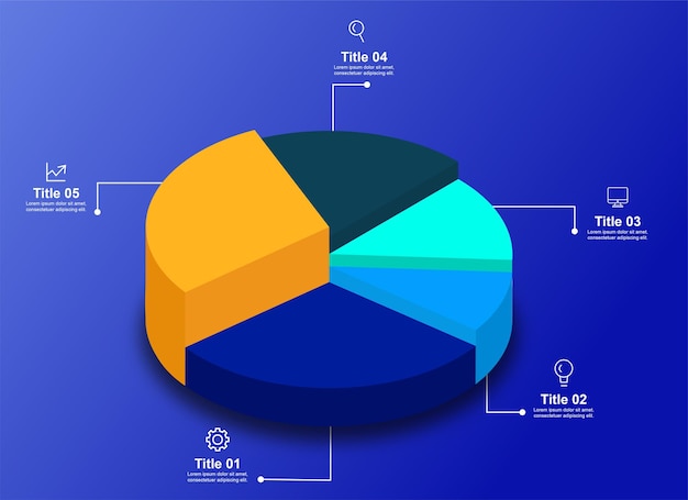 Vector gráfico circular, plantilla de diagrama 3d