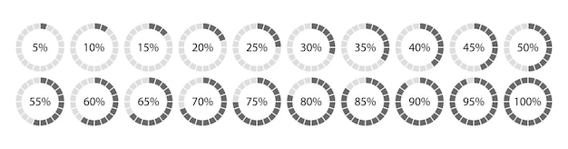 Gráfico circular redondo del 100 por ciento plantilla de relleno de círculos grises esquemas con sectores estructura de diagrama