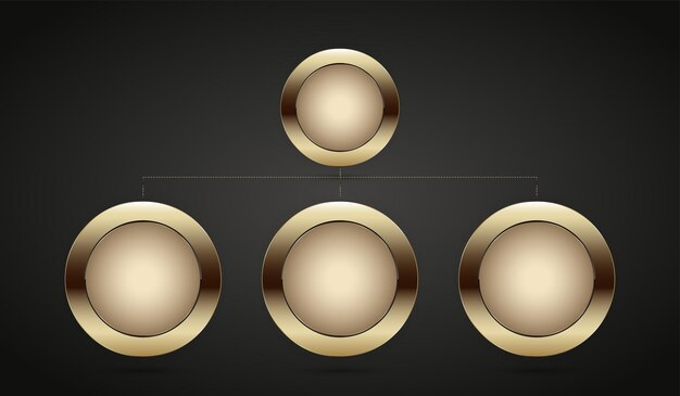 Gráfico de círculos Diseño de botones de insignia de calidad premium Gold de lujo y círculo de lujo en la oscuridad