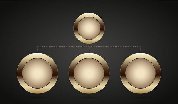 Gráfico de círculos Diseño de botones de insignia de calidad premium Gold de lujo y círculo de lujo en la oscuridad