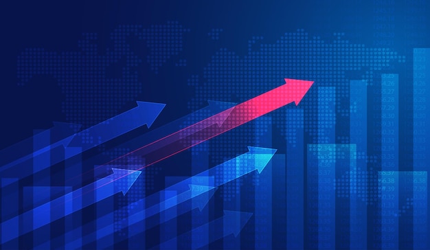 Gráfico de comercio de inversión bursátil en concepto gráfico adecuado para inversión financiera