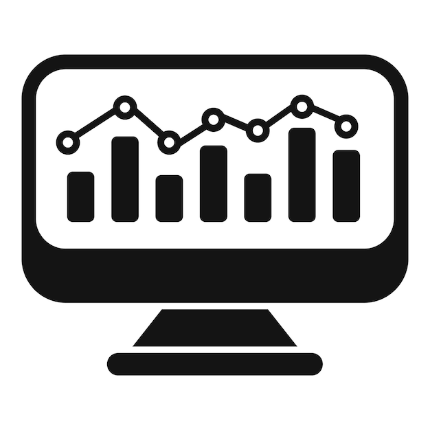 Gráfico de computadora icono de vector sencillo Aumento en línea