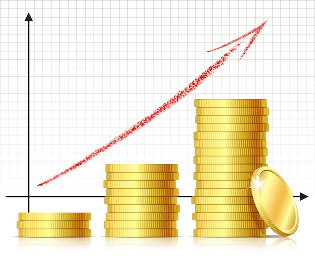 Gráfico de concepto de éxito financiero con monedas vector