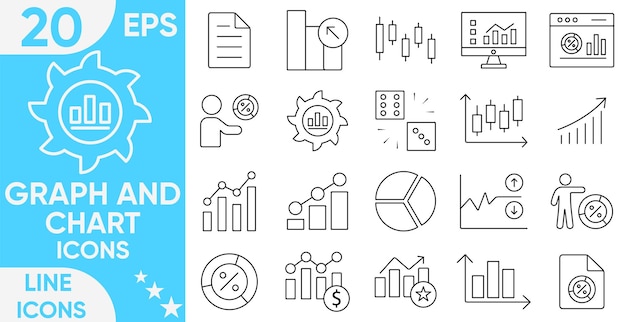 Gráfico y conjunto de iconos de líneas de gráficoTendencias analíticas Gráfico de líneas financieras Informe de estadísticas Tablero de instrumentos Crecimiento de burbujas Infografías ideas y más Conjunto de vectores e ilustradores