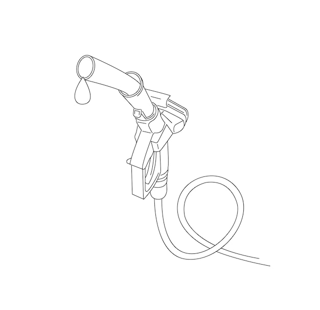 Gráfico de contorno de ilustración 3d lineal de boquilla de relleno de gas de reabastecimiento de combustible
