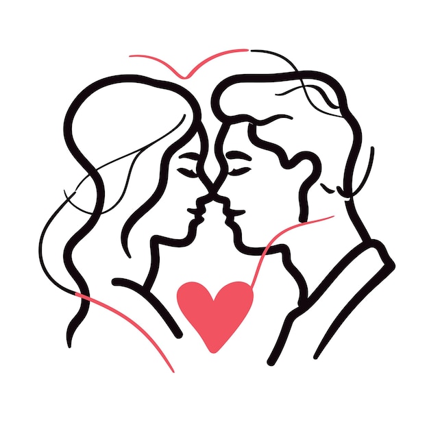 Vector gráfico de contorno de pareja de amor símbolo de fondo aislado