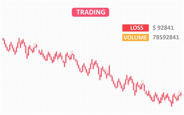 Gráfico de crecimiento de comercio de bolsa que muestra la ilustración de vector de pérdida